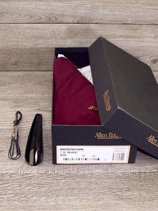* NIB * $395 Allen Edmonds MADISON PARK Derby 7 D Black * add $15 new Trees main image 11
